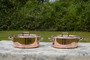 Casseroles en Cuivre Marmites Petites Cocottes Ovales Françaises en Cuivre avec Couvercle Nouveau Doublure en Étain Essuyée à la Main - Product Image 6