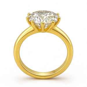 Luxe 14k or jaune coupe ronde Moissanite éternité diamant bagues mariage bague de fiançailles pour les femmes - Product Image 3