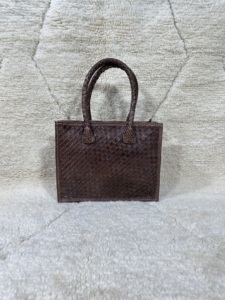 Morocco กระเป๋าหนังแท้ unisex, กระเป๋าคนส่งเอกสารธุรกิจหรูหราล็อคซับในผ้าลินินลายเรขาคณิต - Product Image 2