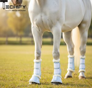 Nouvelle botte d'attelle de protection de cheval en cuir imprimé Croco avec bottes de cheval d'équipement de course en fausse fourrure en peau de mouton - Product Image 1