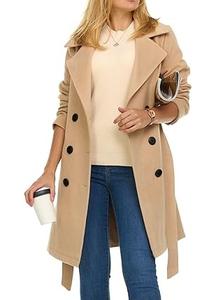 New Arrival Woolen Overcoat Trench Coats Long Sleeve Breathable Customized Color & Logo Winter Wears Woman Outerwear Trench Coat - Product Image 5