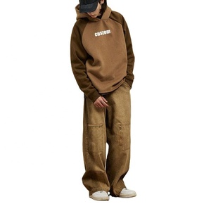 Sweat à capuche en coton biologique coutures de qualité couleur poids lourd mode hommes pull à capuche éponge française sweats à capuche surdimensionnés Hombre - Product Image 4