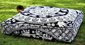 Housses de coussin de sol tissées florales en pur coton indien décoratif pour la maison bohème Mandala taies d'oreiller taie d'oreiller imprimée - Product Image 5