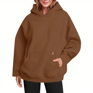 Plain Pullover Hoodies <b>Clothing</b> Manufacturers Custom Fleece Puff Graphic Logo Drop Shoulder Plus Loose Oversized Women's Hoodies - Product Image 1