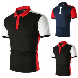 Logotipo de diseño personalizado de alta calidad para camisa Polo transpirable negro rojo costilla acentos botón decoración patrón sólido longitud corta G - Product Image 3