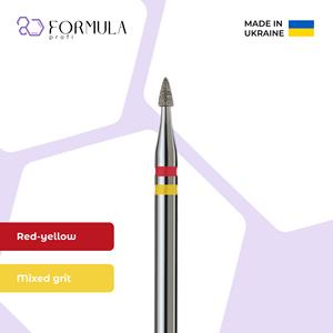 Broca Profesional de Diamante para Uñas, Punta Cónica Afilada, 1.6 mm, Rojo+Amarillo, para Cuidado de Cutículas, Manicura y Pedicura, OEM - Product Image 1