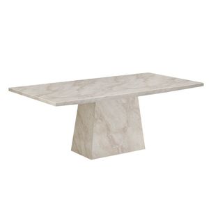 Table à manger ovale moderne en marbre français, îlot de cuisine en granit, comptoir en pierre artificielle, table de salle à manger de luxe légère pour salon - Product Image 2