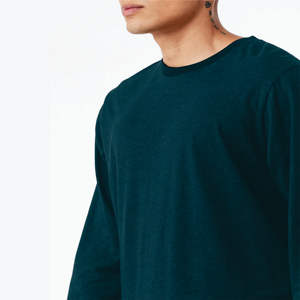 T-shirt unisexe à manches longues et col rond personnalisé OEM-100% Airlume Cotton, 4.2 oz, Atlantic Blue - Product Image 5