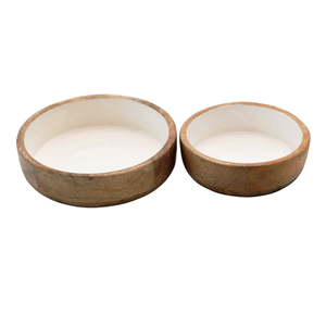 Bol en bois de manguier de taille personnalisée, 3 plateaux à salade faits à la main en Inde pour les fêtes - Product Image 3