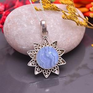 Forme d'étoile Bleu Dentelle Agate Gemstone 925 Sterling Silver Wholesale Pendentif Fine Jewelry Pendentif Avec 925 Silver Pendant Jewelry - Product Image 2