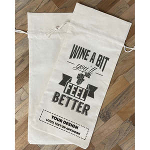 Winery Tote Bags with 'Wine a Bit You'll Feel Better' Design Washable PP and PVC <b>Material</b> Gift Bag - Product Image 2