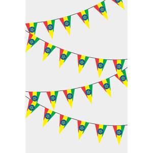 Guirlande de drapeaux triangulaires éthiopiens personnalisés 3x5 pieds en polyester, techniques d'impression numérique, nom du produit personnalisé - Product Image 1