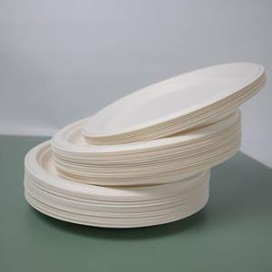 Assiettes jetables écologiques biodégradables en bagasse de canne à sucre, couleur naturelle, pour le camping, les fêtes, les buffets, les événements, le service à domicile - Product Image 5