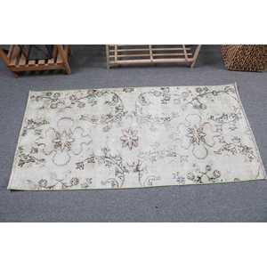 Tapis turc 2,3 x 4,8 pieds, petit tapis vintage, tapis oriental blanc et bleu - Product Image 3