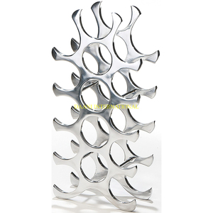 Porte-bouteilles de table en métal doré avec base en marbre Porte-bouteilles de vin décoratif moderne pour la maison et l'organisateur de bar - Product Image 5