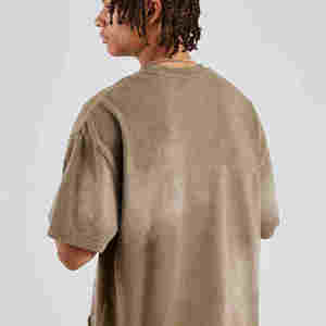 Venta al por mayor de alta calidad 100% algodón lavado con ácido camiseta de peso pesado hombres personalizado en blanco piedra lavado Vintage recortada camiseta - Product Image 2