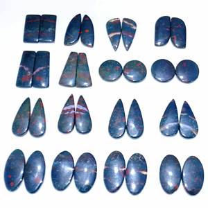 Paire de pierres de sang naturelles Cabochon de pierres précieuses en vrac Paire de pierres de sang de haute qualité pour la fabrication de bijoux - Product Image 3