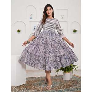 ชุดเดรสลำลองผ้าฝ้ายพิมพ์ลายสีเทา ไซส์เดียว XS ระบายอากาศได้ดีและเป็นมิตรต่อสิ่งแวดล้อม เหมาะสำหรับใส่ในวันธรรมดาและวันหยุด - Product Image 5