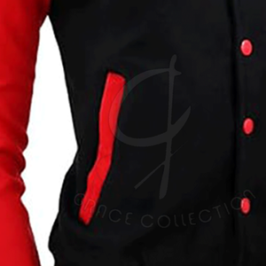 Chaqueta con letras universitarias de marca para mujer con manga a rayas, chaqueta personalizada de Pekín para mujer, diseño transpirable a la venta - Product Image 5