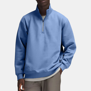 Pull-over à capuche épais et chaud pour femmes d'automne en coton vierge surdimensionné Ras du cou Jogger Quarter Zip Sweatshirt - Product Image 1