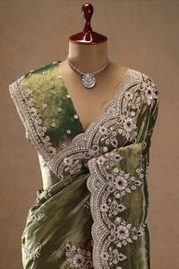 Dernier élégant Designer indien traditionnel lourd Fendy Satin tissu Sari exclusif fête de mariage vêtements de mariage ethnique Blouse femmes - Product Image 5