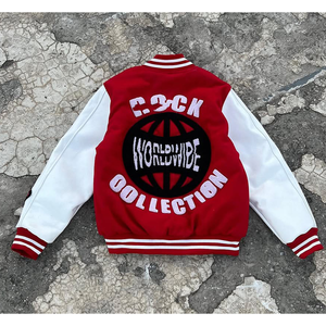 Veste de baseball Letterman en cuir pour hommes, avec broderie en laine et chenille, veste universitaire personnalisée. - Product Image 3