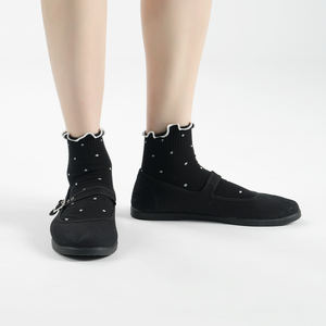 Calcetines de Algodón Ecológicos para Mujer, Diseño de Lunares, Color Pastel, Diseño con Volantes, Calcetines Coreanos para Uso Diario, Kikiya - Product Image 6