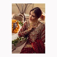 Style pakistanais indien Georgette mousseline de soie matériel broderie travail Salwar Kameez broderie lourde Naznin Dupatta naturel ODM