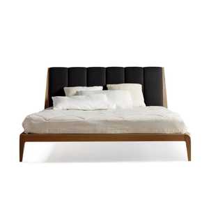โครงเตียงควีนมีสไตล์ในการออกแบบร่วมสมัยสร้างจากไม้เนื้อแข็งระดับพรีเมียมพร้อมหัวเตียงหุ้มเบาะ - Product Image 2