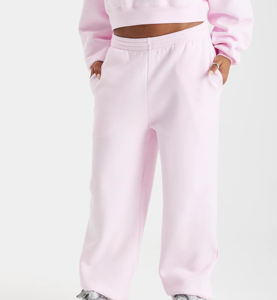 Survêtement décontracté 2 pièces pour femme, collection hiver 2026, avec logo personnalisé OEM, couleur unie rose, coupe droite, sweat à capuche court de sport - Product Image 3