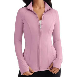 Veste de sport imprimée tissée noire pour femmes, vêtements de sport zippés, coupe ajustée, yoga, fitness, course à pied, entraînement en plein air, léger - Product Image 1