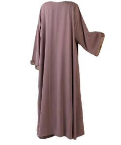 Conjunto islámico morado de la mejor calidad para mujer, tela estampada ligera con bolsillo lateral y cuello en V para vacaciones o uso diario a la venta - Product Image 5