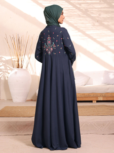 Vestidos de mujer casuales elegantes de fábrica Abayas para mujeres musulmanas impresas cinta de encaje con cinturón Kaftan Ramandan Party abayas - Product Image 3