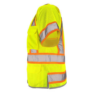 High Visibility Zipper Reflective Security Construction Vest Casual Short Sleeve Multi-Pocket Traffic Road Casual Outer Wear - Product Image 4