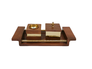 Forma redonda nuevo cuerpo de Metal superior de madera Bakhoor titular quemador de incienso dispensador OIud con bandeja de madera para Ramadán diseño martillado - Product Image 3