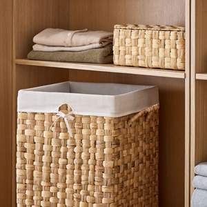 Cheapsale D38 H55 cm Square Handwoven Baskets With Lid and Fabric, Laundry Baskets From Tienphong Vietnam Handicrafts OEM ODM - Product Image 4