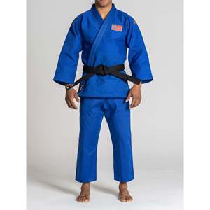 Kimono de judo AERO AFI bleu, style uniforme unisexe, patch durable, tissu polyester/coton 480g, tenue de compétition, coupe ample - Product Image 2