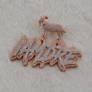 Pendentif lettre initiale sur mesure, pendentif diamant rond en or rose Moissanite VVS pendentif boule testeur de diamant Moissanite Pass - Product Image 1