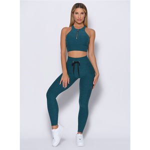 Bless 2025New Women's Gym Sets Transpirable Fitness Yoga Wear Tallas grandes Entrenamiento sin costuras con cintura elástica 2 PCS al por mayor - Product Image 5