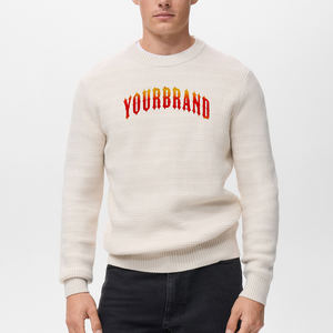 Chandails pour hommes personnalisés OEM et ODM Jacquard texturé col rond pull haut en tricot à manches longues confortable hip hop chandails pour hommes - Product Image 3