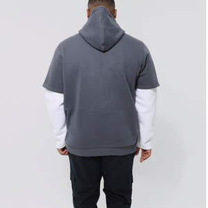 El mejor Material Algodón Hecho Transpirable Hombres Sudadera con capucha de doble manga High Street Style 100% Algodón Lavado ácido Sudadera con capucha - Product Image 3