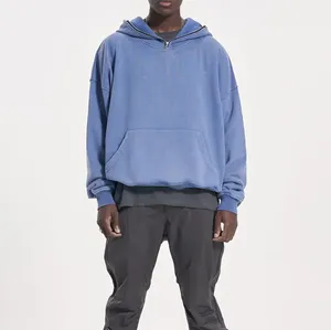 Sweat à capuche surdimensionné personnalisé en molleton 100 % coton, délavé à l'acide, respirant, pour homme, hiver - Product Image 3