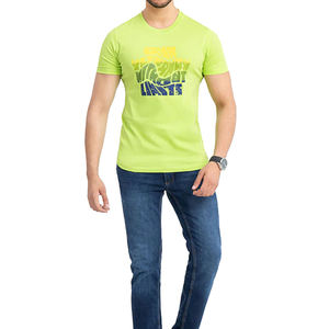 เสื้อยืดคอกลมแขนสั้นสีเขียวมะนาวสำหรับผู้ชาย พิมพ์ลายตัวอักษร ทรงเข้ารูป ผ้าถักเนื้อนุ่ม ระบายอากาศได้ดี - Product Image 6