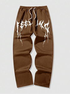 Modern Men's Printed Sweatpants Custom Logo-Waterproof Breathable Polyester/Cotton Blend <b>Elastic</b> Waist Multi-Pocket High Street - Product Image 5