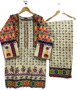 Nouveautés Vente d'été Meilleure vente Grande taille Kurtis 2 pièces en coton brodé pour femmes Costumes en tissu cousu haute dentelle ODM - Product Image 6