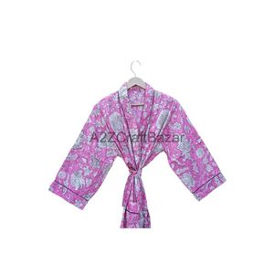 Ropa de dormir de algodón Vintage hecha a mano para mujer, estilo Kimono largo, traje de baño Floral transpirable, bata de ducha para todas las estaciones, Navidad perfecta - Product Image 2
