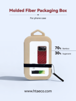 Boîte à fentes en pulpe moulée biodégradable sur mesure, plateau en fibre moulée par pressage humide pour étui de téléphone portable 17 Pro Max