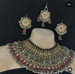 Servicio OEM de alta calidad Vintage aleación Afghani collar pendientes proveedor directo boda y fiesta desgaste afgano conjuntos de joyería adultos - Product Image 5