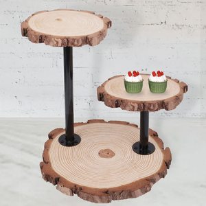 Support de gâteau en métal en bois naturel de haute qualité avec serveur de gâteau et couteau pour servir des bonbons dans le support de service de gâteau de fête de mariage - Product Image 5