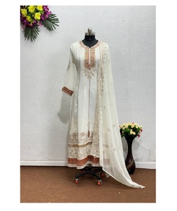 Vestido de fiesta de nuevo diseñador de primera calidad, vestido de Georgette de imitación pesado con vestido largo bordado Dupatta para bodas y ocasiones festivas - Product Image 1